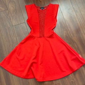 Top shop red skater mesh dress size 2